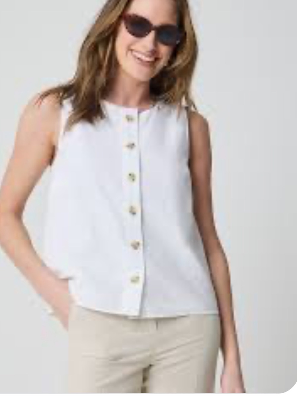 J. Crew White Button-Front linen blend vest